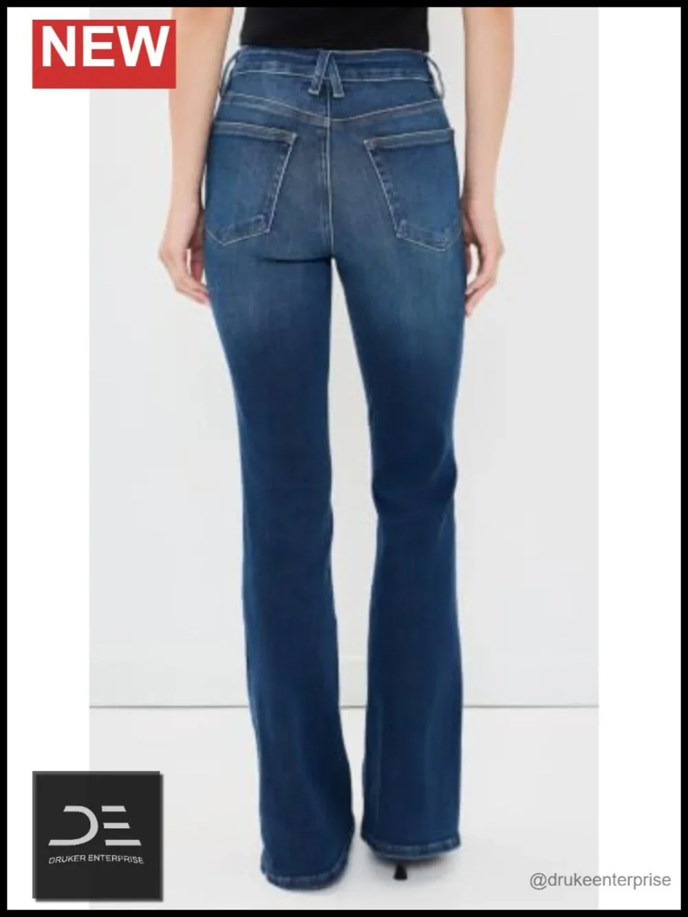Women's Flare Jeans Mid-Rise Stretch Denim 33.5in Inseam 5-Pocket